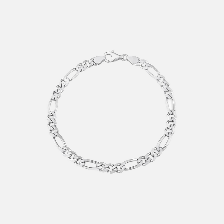 Figaro Bracelet & Necklace Set (Silver)