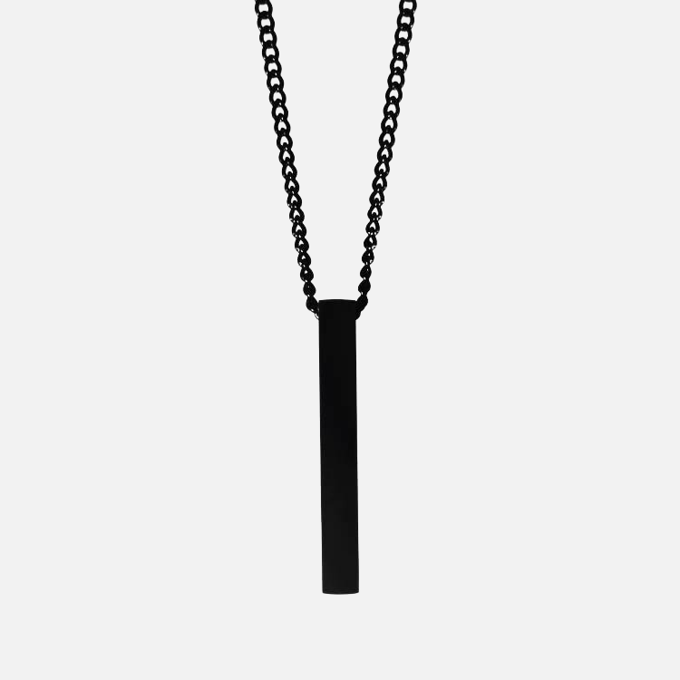 Minimal Bar Necklace - All Black