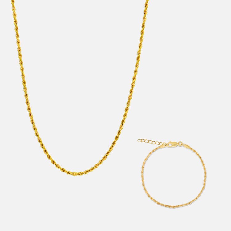 Rope Bracelet & Necklace Set (Gold)