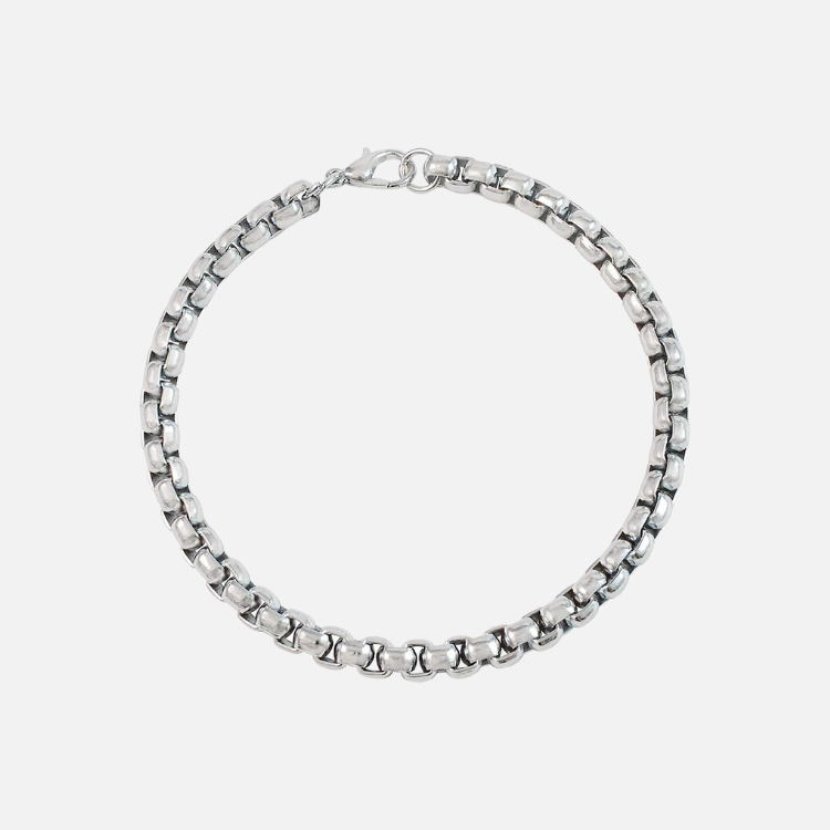 Rounded Box Chain Bracelet - Silver
