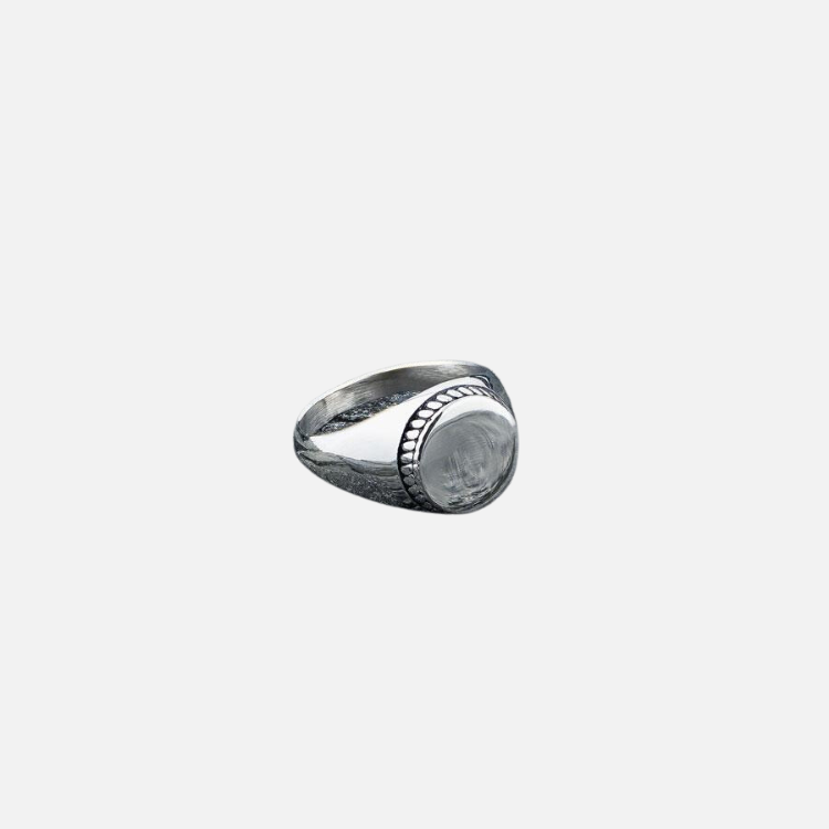 Solid Round Signet Ring - Silver